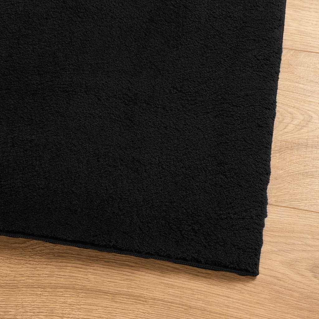 Covor HUARTE, fir scurt, moale și lavabil, negru, 80x200 cm - Lando