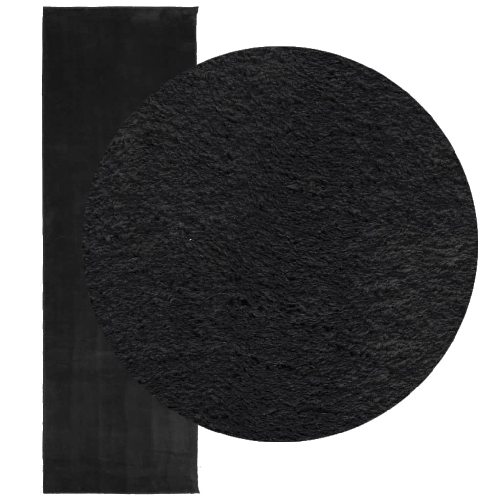 Covor HUARTE, fir scurt, moale și lavabil, negru, 80x250 cm - Lando