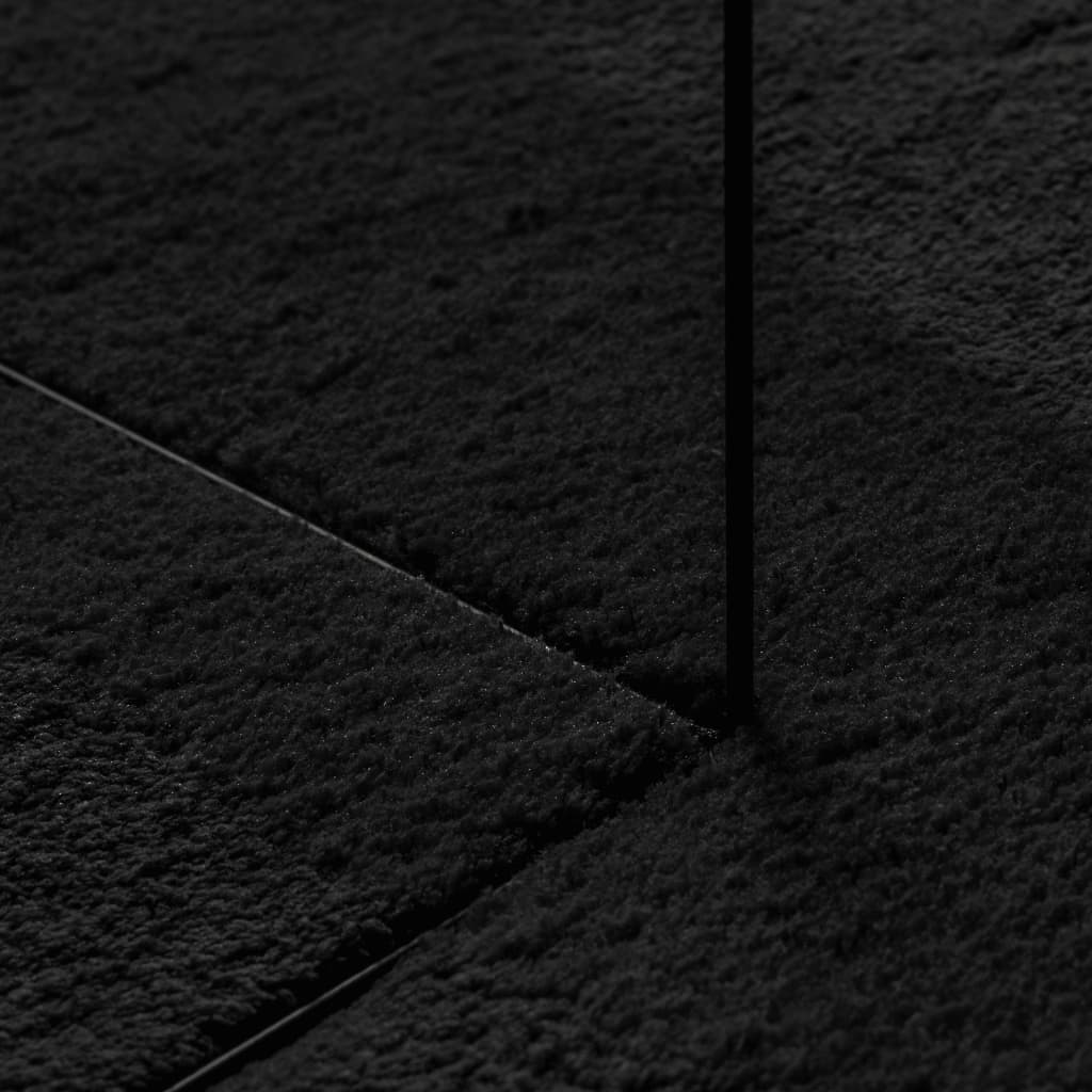 Covor HUARTE, fir scurt, moale și lavabil, negru, 120x120 cm - Lando