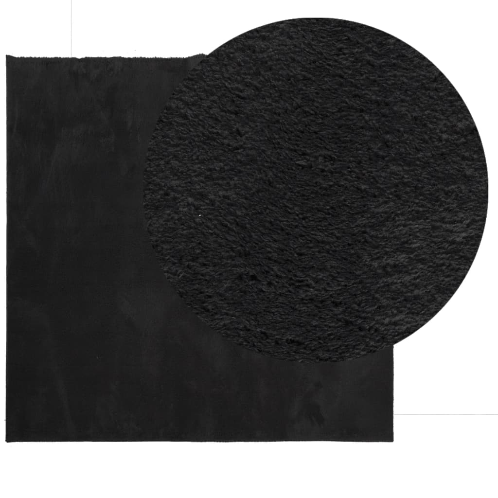 Covor HUARTE, fir scurt, moale și lavabil, negru, 240x240 cm - Lando