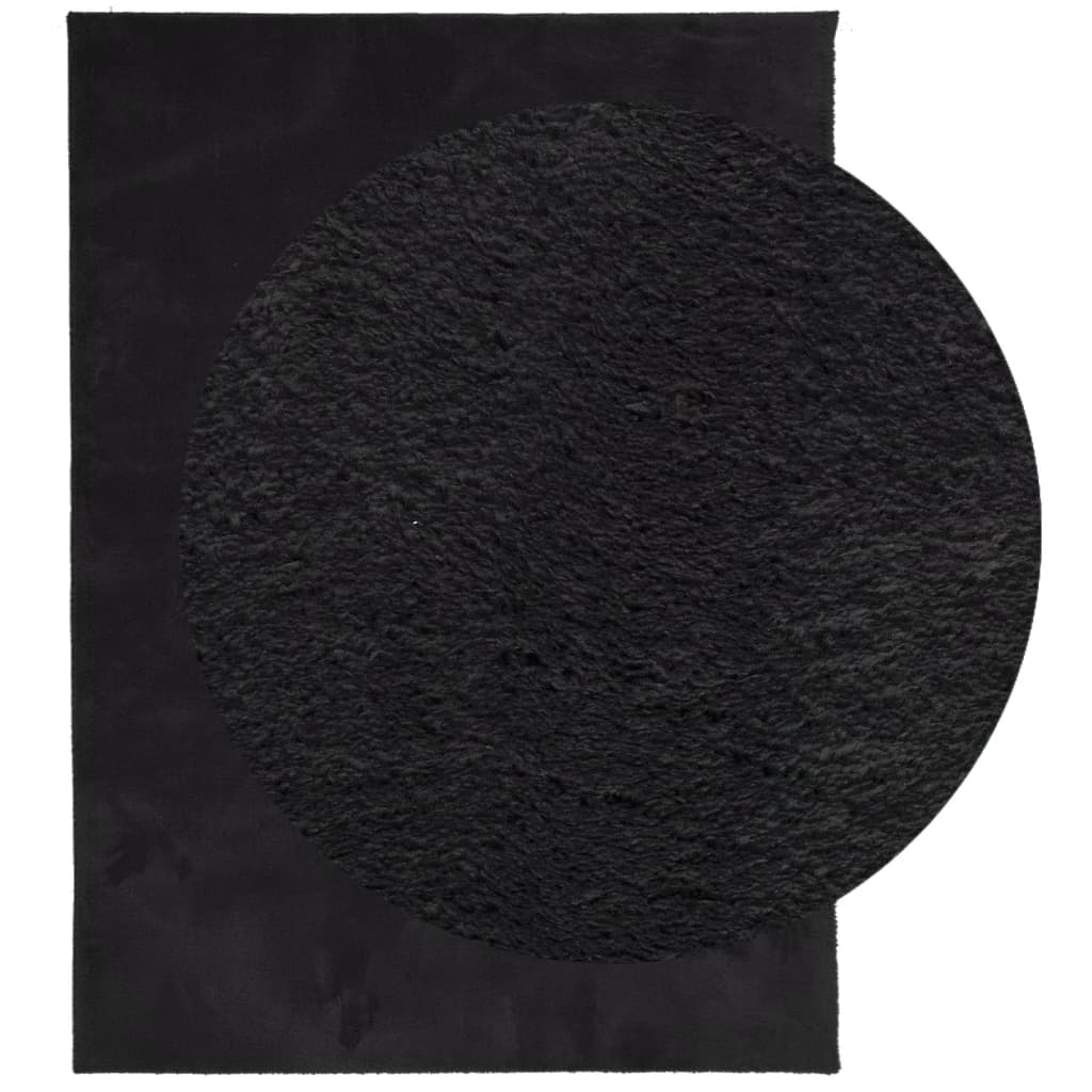 Covor HUARTE, fir scurt, moale și lavabil, negru, 240x340 cm - Lando
