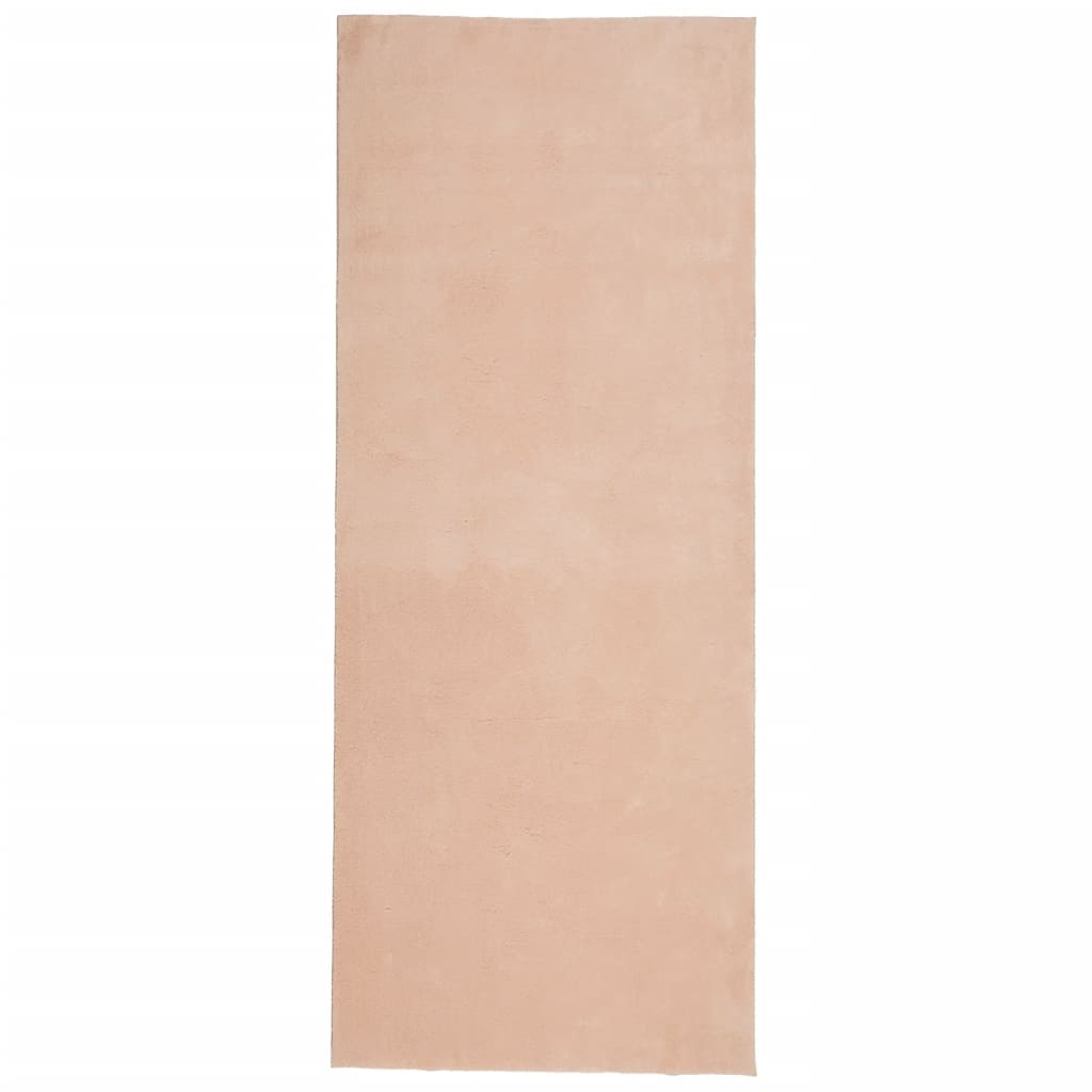 Covor HUARTE, fir scurt, moale și lavabil, roz pudră, 80x200 cm - Lando