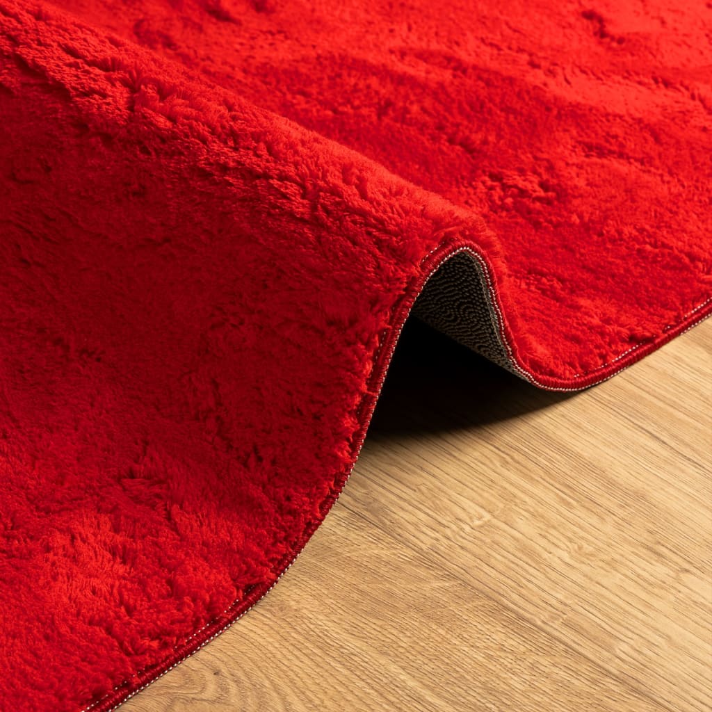 Covor HUARTE, fir scurt, moale și lavabil, roșu, 80x150 cm - Lando