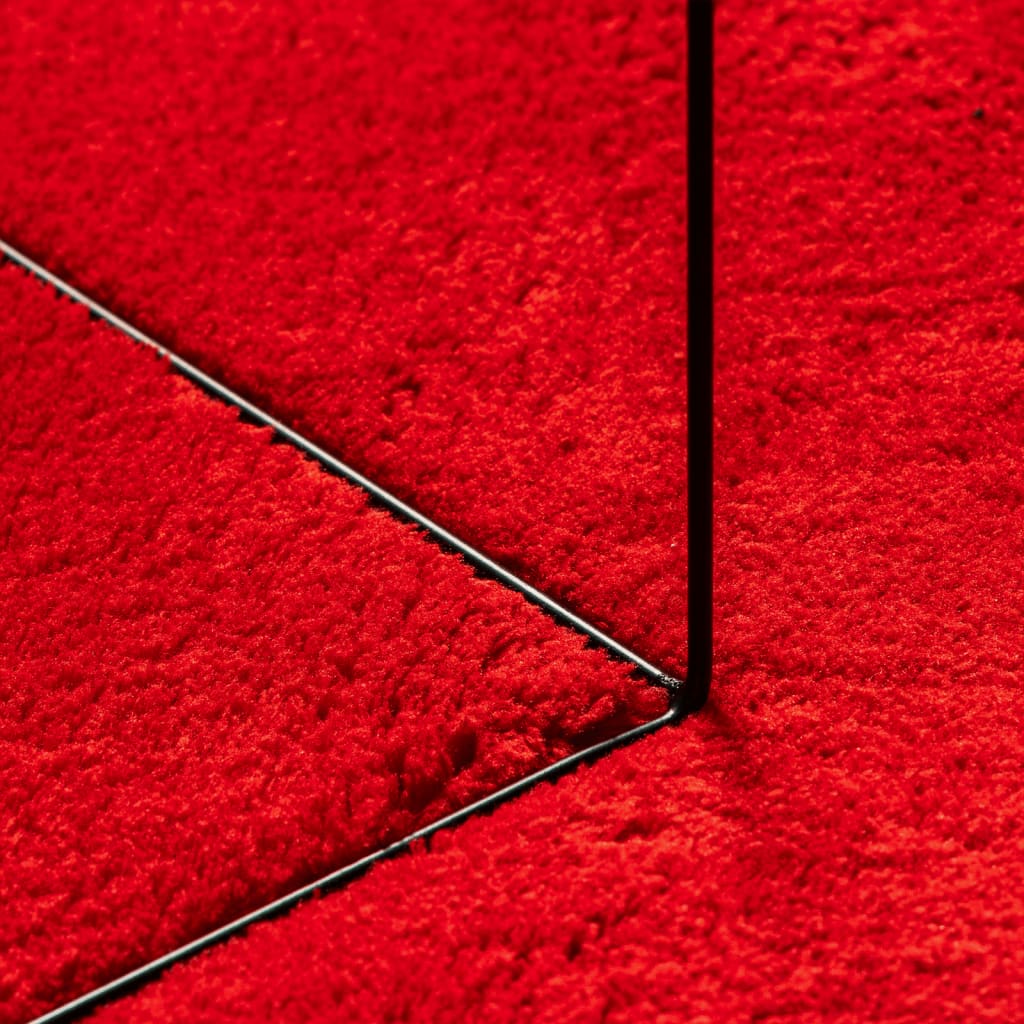 Covor HUARTE, fir scurt, moale și lavabil, roșu, 120x120 cm - Lando