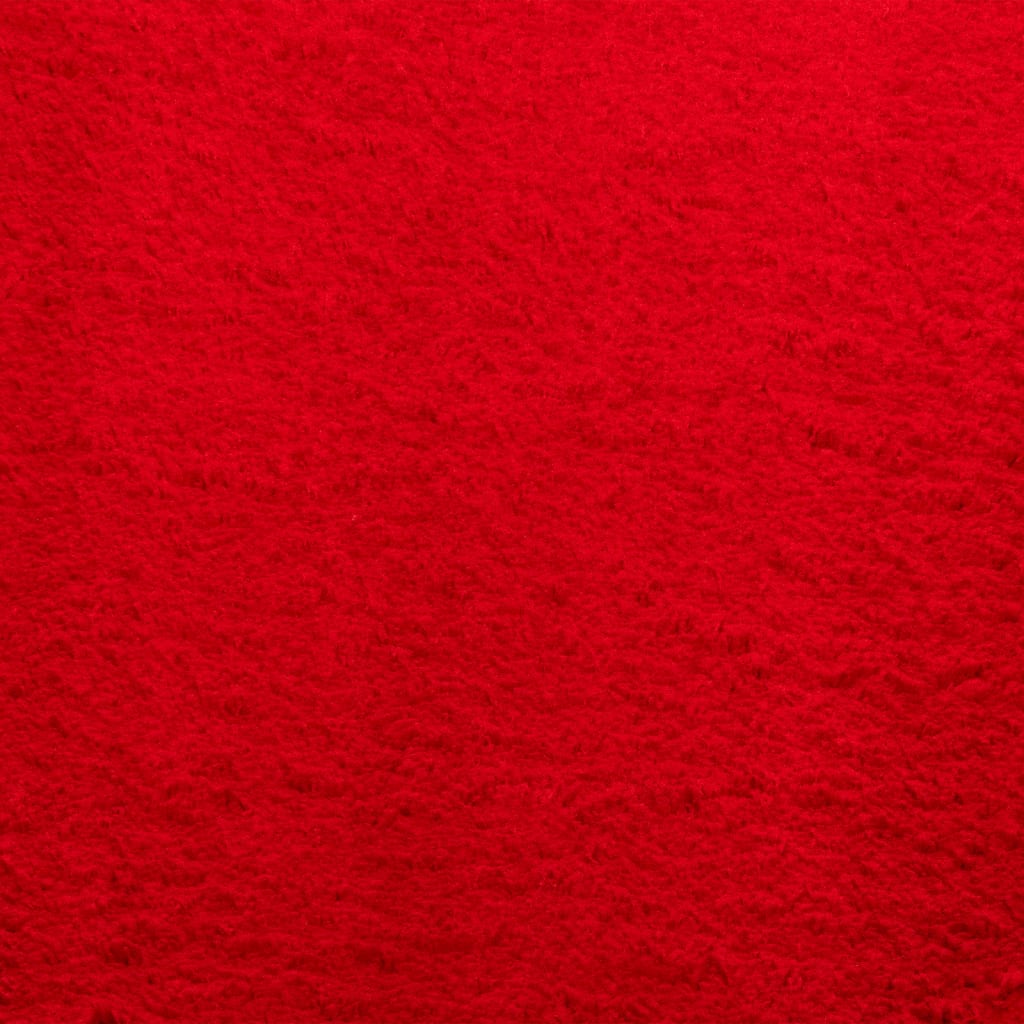 Covor HUARTE, fir scurt, moale și lavabil, roșu, 120x120 cm - Lando