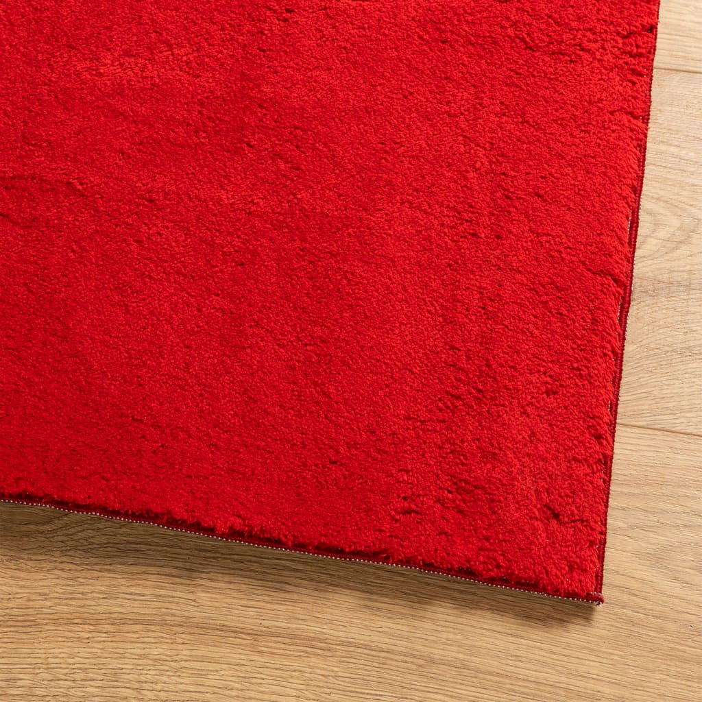 Covor HUARTE, fir scurt, moale și lavabil, roșu, 140x200 cm - Lando