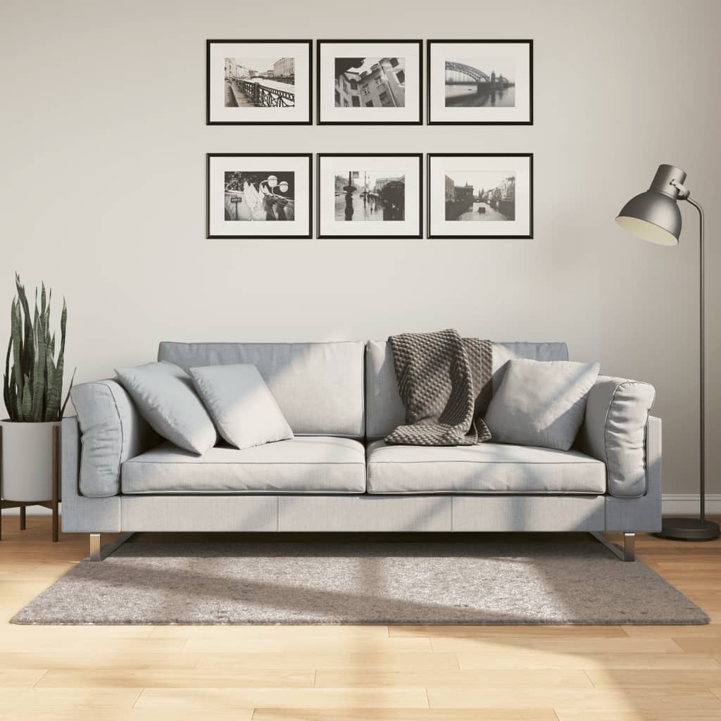 Covor pufos "PAMPLONA" cu fire înalte, bej modern, 80x150 cm - Lando