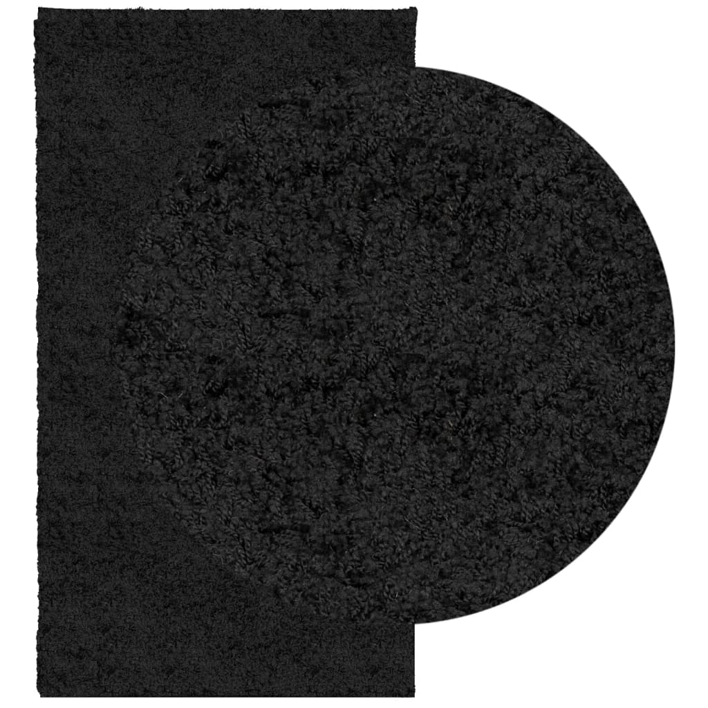 Covor pufos "PAMPLONA" cu fire înalte, negru modern, 60x110 cm - Lando