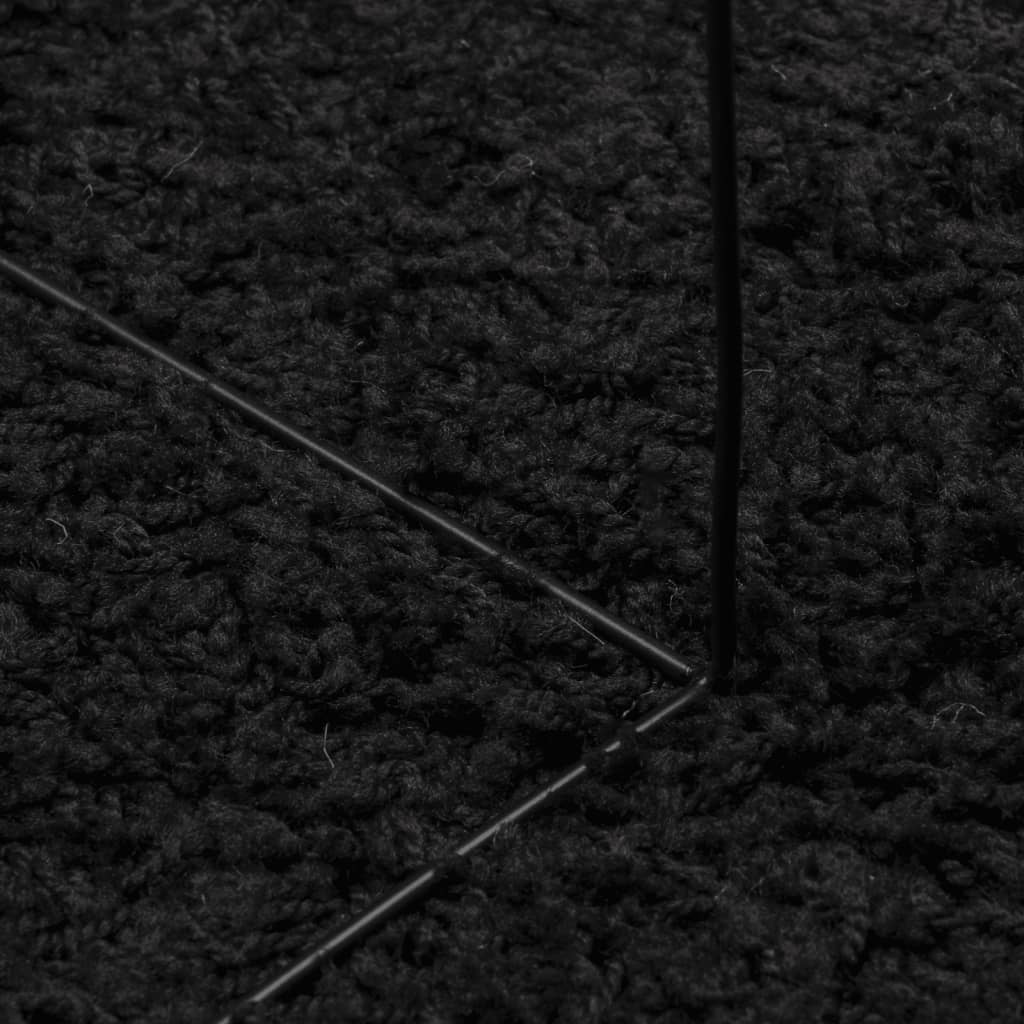Covor pufos "PAMPLONA" cu fire înalte, negru modern, 80x150 cm - Lando