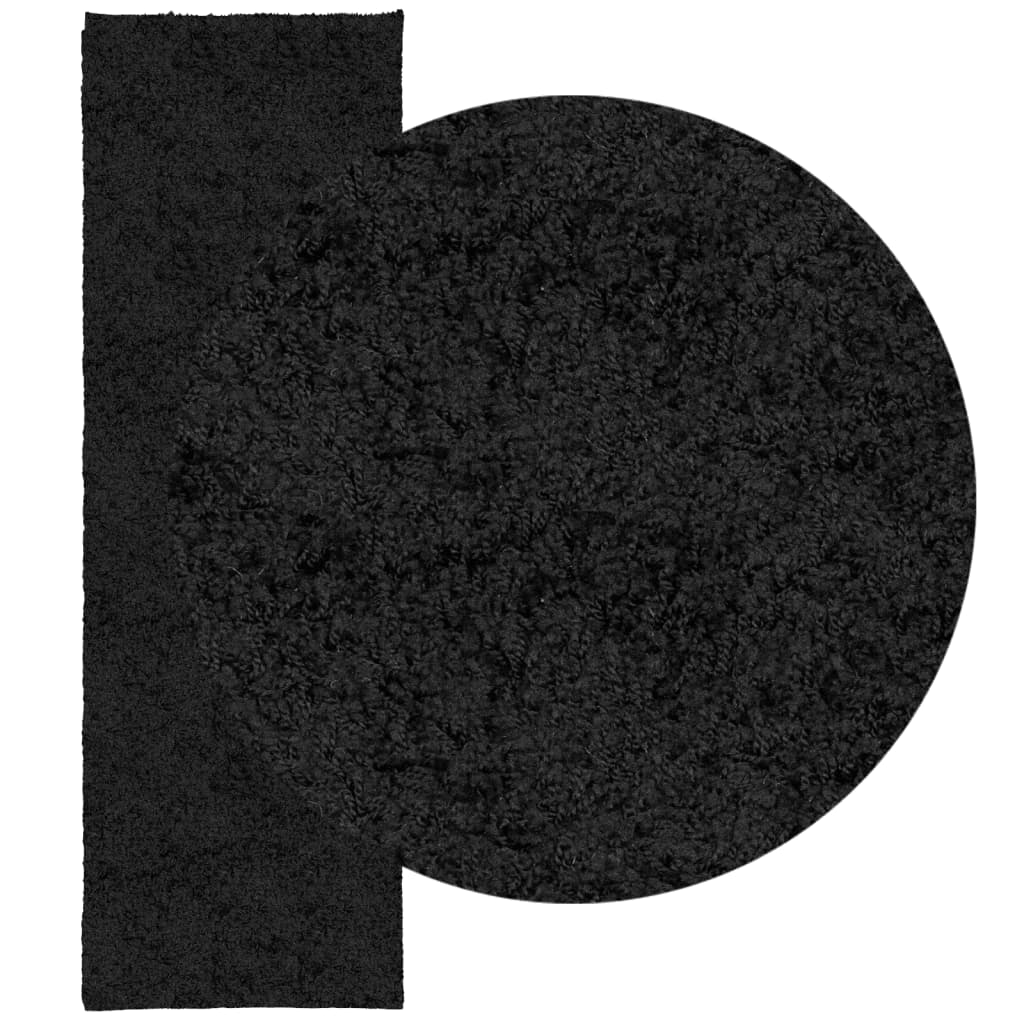 Covor pufos "PAMPLONA" cu fire înalte, negru modern, 80x250 cm - Lando