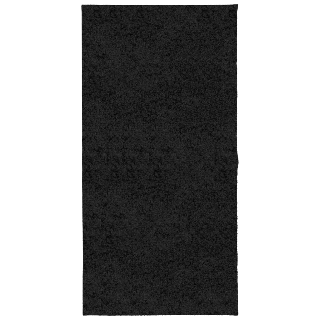 Covor pufos "PAMPLONA" cu fire înalte, negru modern, 100x200 cm - Lando