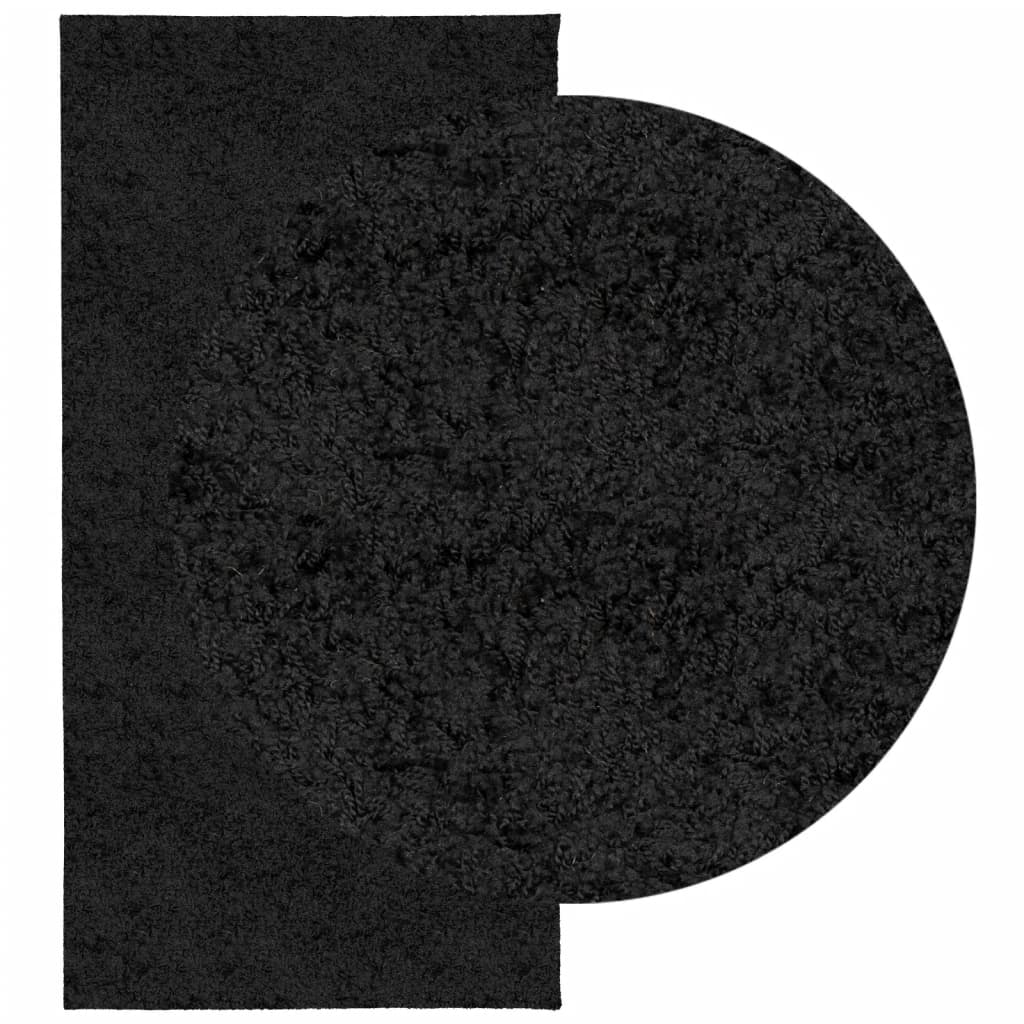 Covor pufos "PAMPLONA" cu fire înalte, negru modern, 100x200 cm - Lando