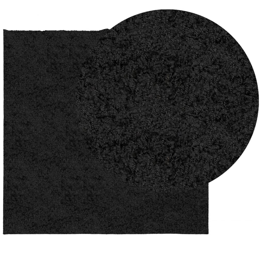 Covor pufos "PAMPLONA" cu fire înalte, negru modern, 160x160 cm - Lando