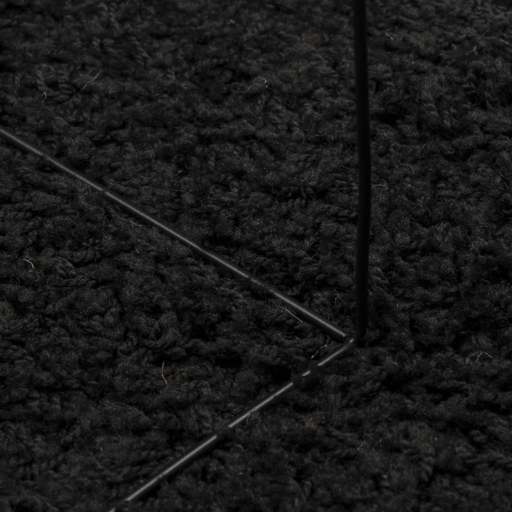 Covor pufos "PAMPLONA" cu fire înalte, negru modern, 160x230 cm - Lando