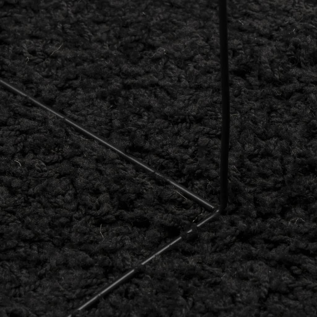 Covor pufos "PAMPLONA" cu fire înalte, negru modern, 200x200 cm - Lando