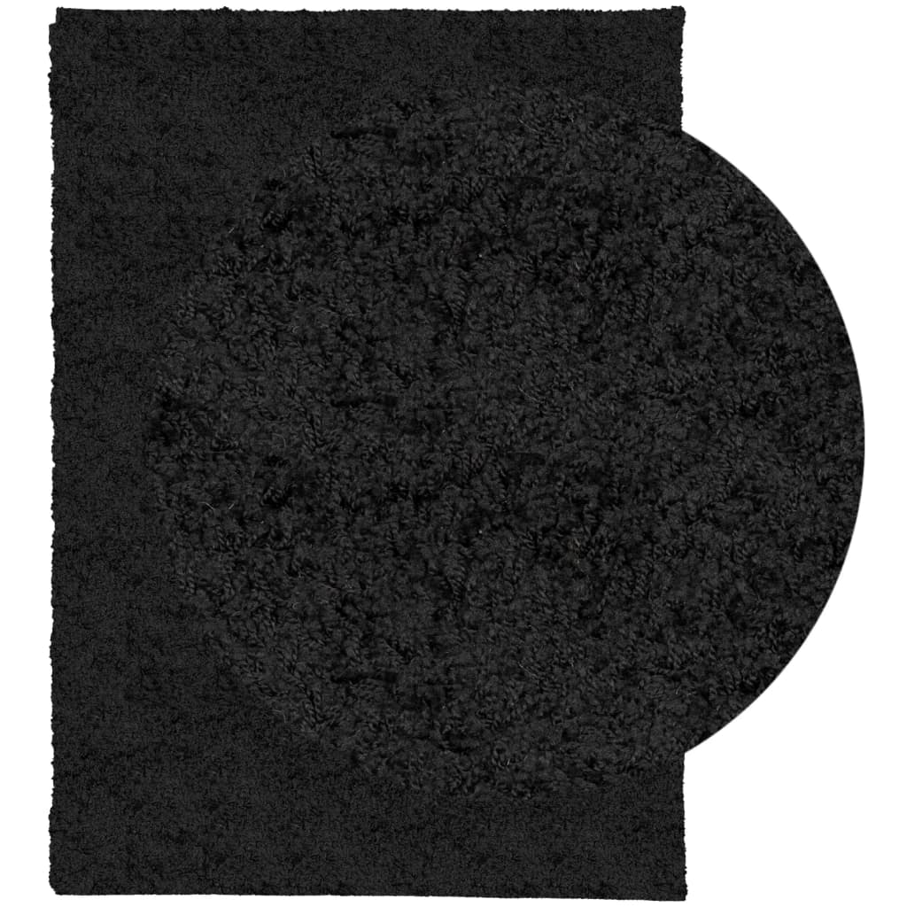 Covor pufos "PAMPLONA" cu fire înalte, negru modern, 200x280 cm - Lando