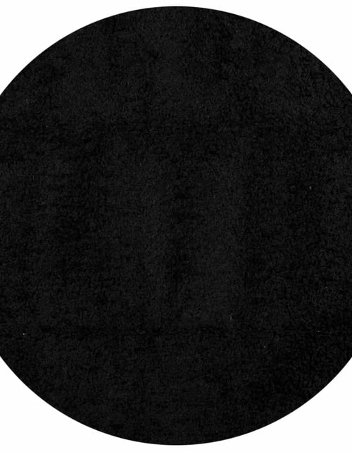 Încărcați imaginea în vizualizatorul Galerie, Covor pufos &quot;PAMPLONA&quot; cu fire înalte, negru modern, Ø 80 cm - Lando
