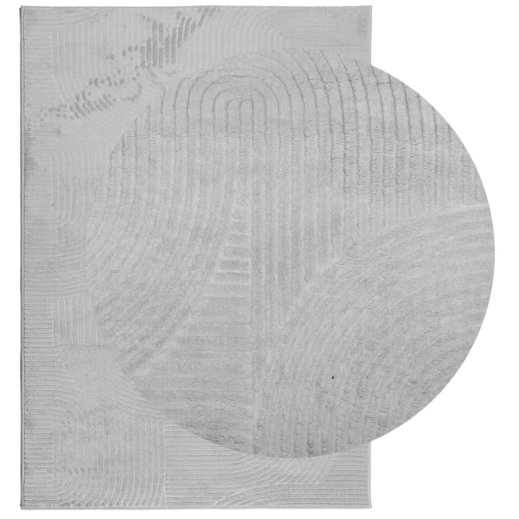 Covor "IZA" aspect scandinav, cu fire scurte, gri, 140x200 cm - Lando