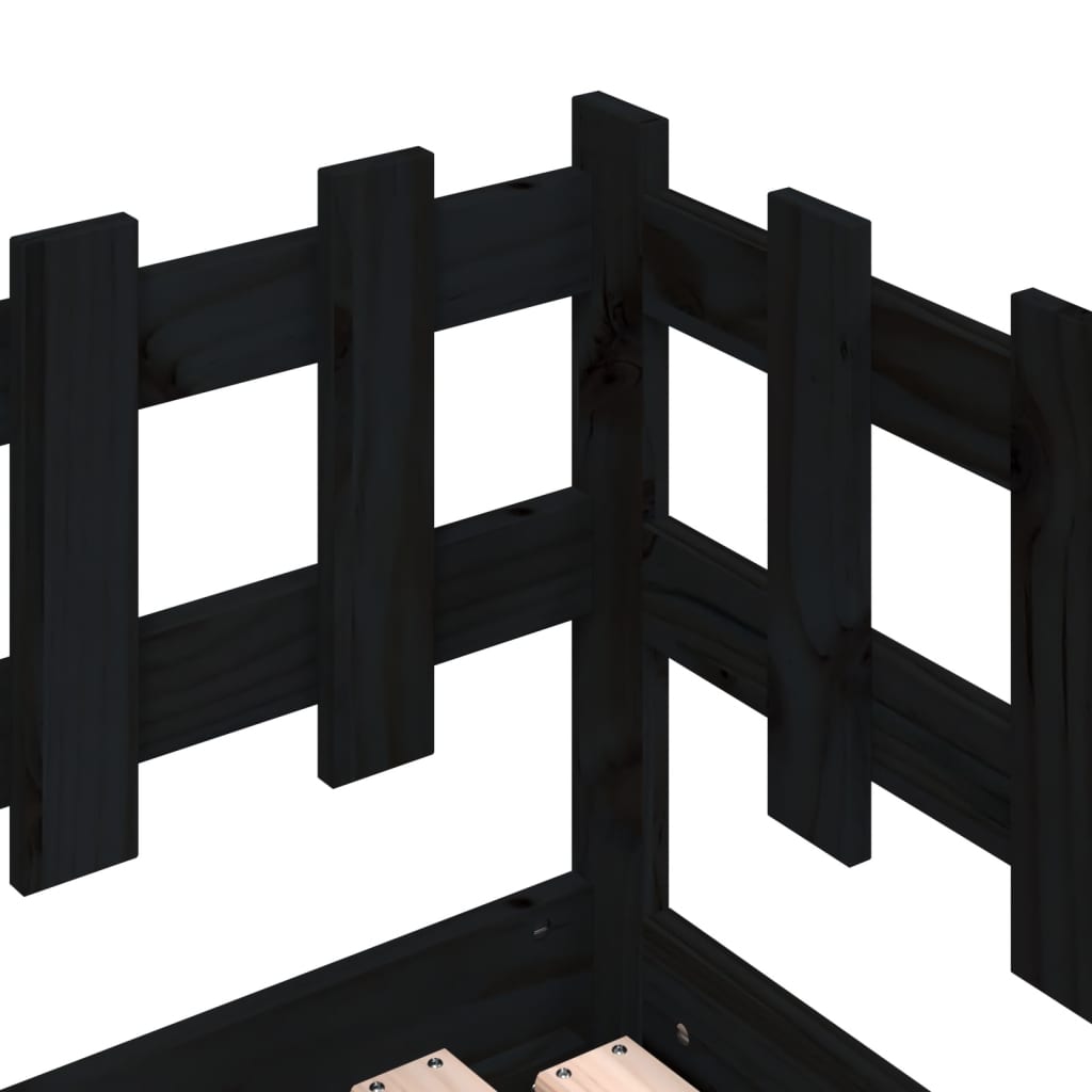 Pat de zi extensibil, negru, 2x(90x190) cm, lemn masiv de pin - Lando