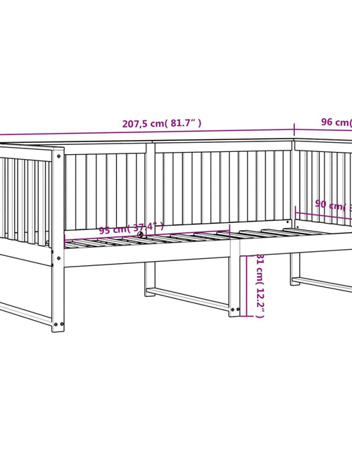 Încărcați imaginea în vizualizatorul Galerie, Pat de zi, alb, 90x200 cm, lemn masiv de pin - Lando
