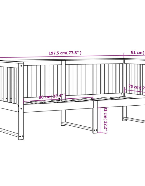 Încărcați imaginea în vizualizatorul Galerie, Pat de zi, alb, 75x190 cm, lemn masiv de pin - Lando
