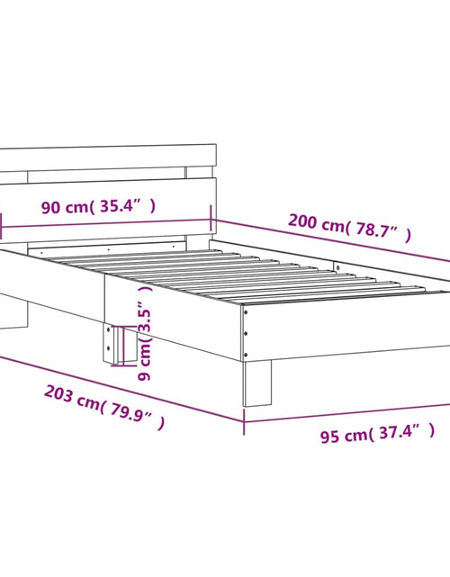 Încărcați imaginea în vizualizatorul Galerie, Cadru de pat cu tăblie, stejar maro, 90x200 cm, lemn prelucrat - Lando
