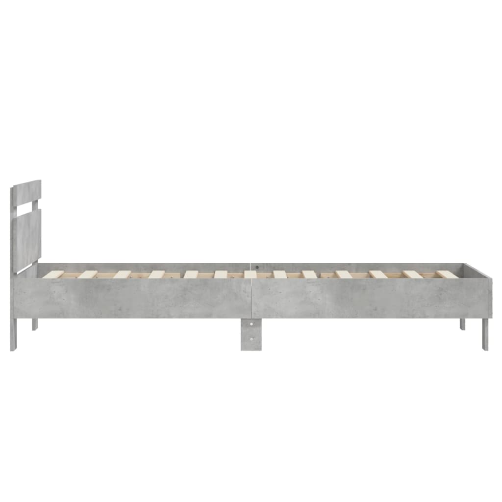 Cadru de pat cu tăblie, gri beton, 90x190 cm, lemn prelucrat - Lando