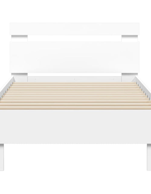 Încărcați imaginea în vizualizatorul Galerie, Cadru de pat cu tăblie, alb, 75x190 cm, lemn prelucrat - Lando
