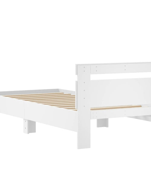 Încărcați imaginea în vizualizatorul Galerie, Cadru de pat cu tăblie, alb, 75x190 cm, lemn prelucrat - Lando
