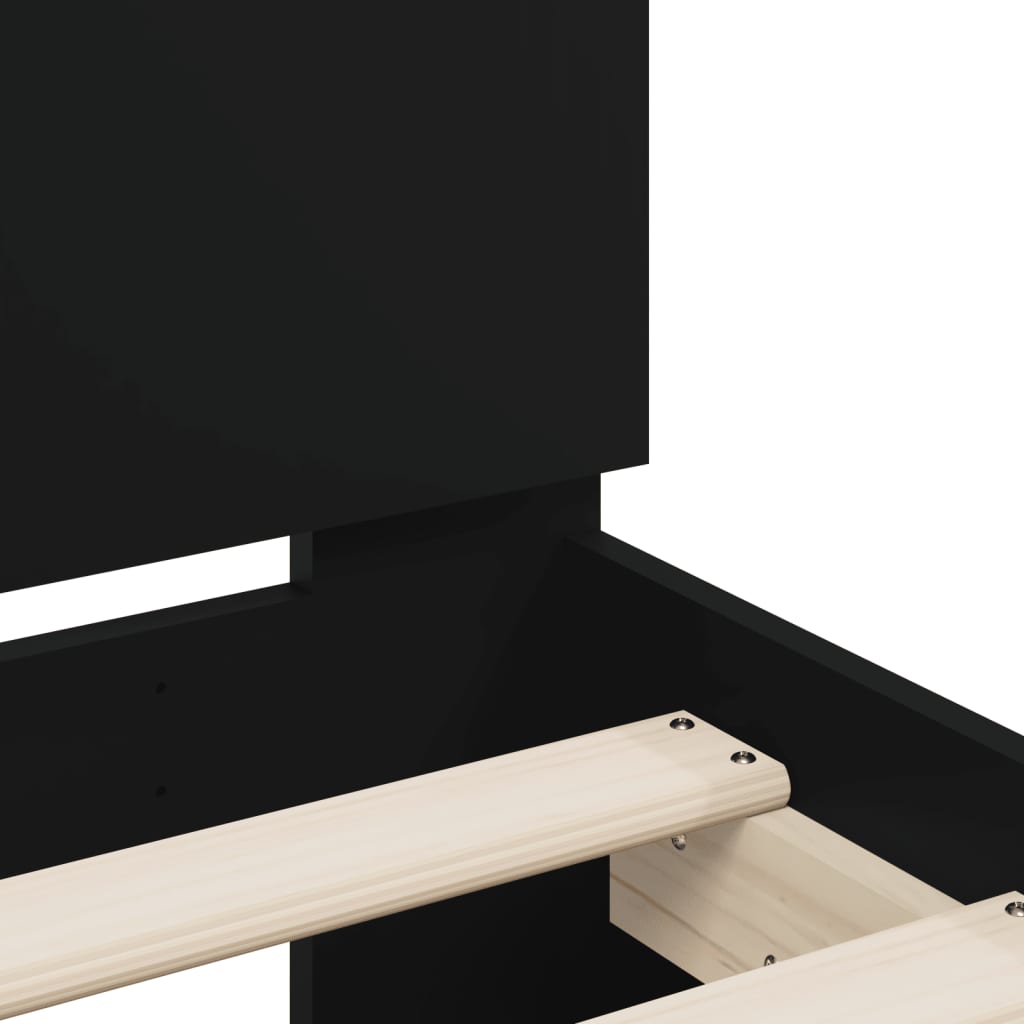 Cadru de pat cu tăblie, negru, 75x190 cm, lemn prelucrat - Lando