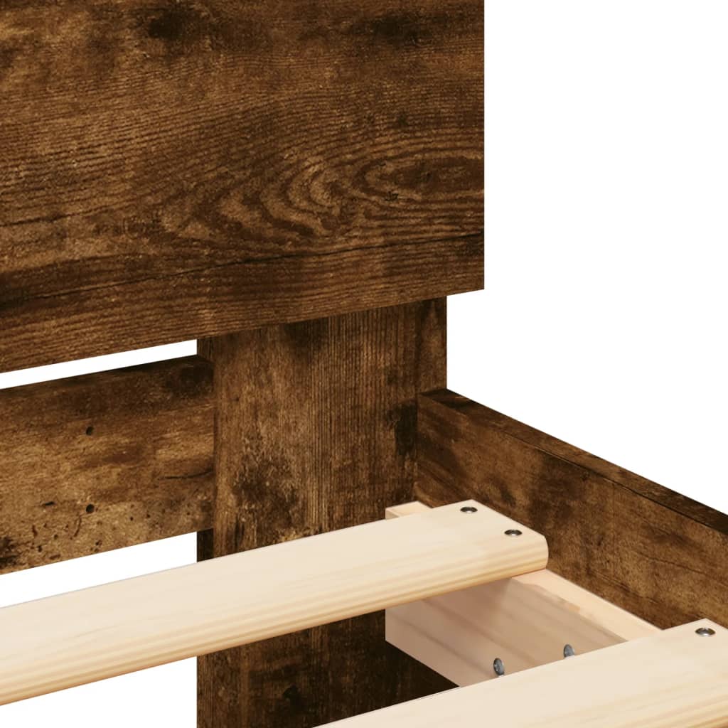 Cadru de pat cu tăblie stejar fumuriu 100x200 cm lemn prelucrat - Lando