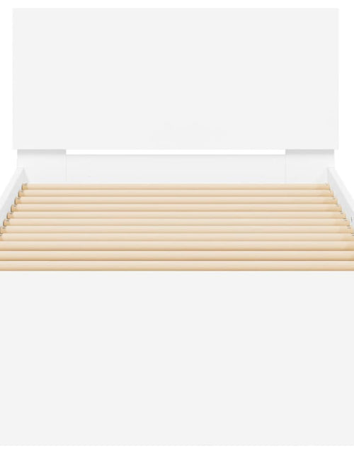 Загрузите изображение в средство просмотра галереи, Cadru de pat cu tăblie, alb, 90x190 cm, lemn prelucrat - Lando
