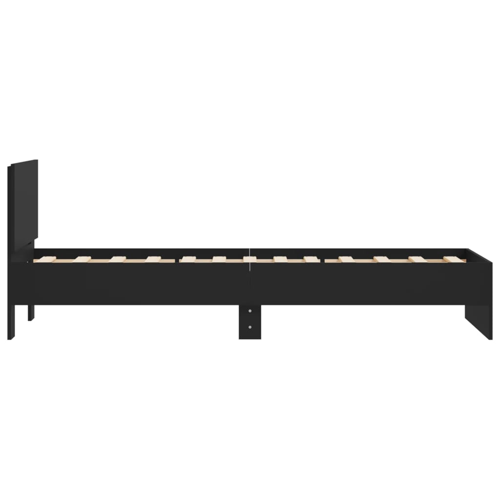 Cadru de pat cu tăblie, negru, 90x190 cm, lemn prelucrat - Lando