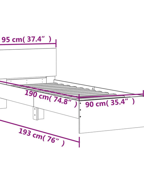 Загрузите изображение в средство просмотра галереи, Cadru de pat cu tăblie stejar fumuriu 90x190 cm lemn prelucrat - Lando
