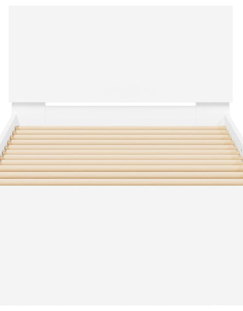 Загрузите изображение в средство просмотра галереи, Cadru de pat cu tăblie, alb, 75x190 cm, lemn prelucrat - Lando
