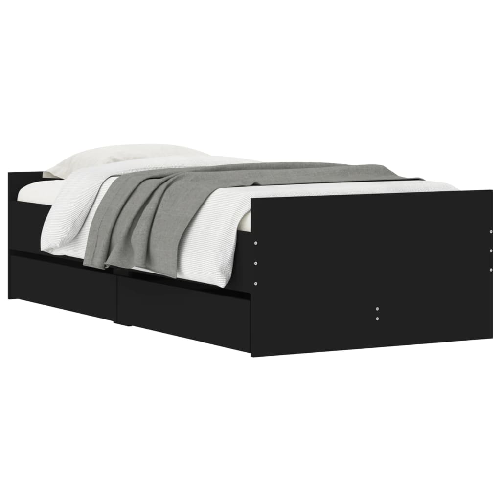 Cadru de pat cu sertare, negru, 100x200 cm - Lando