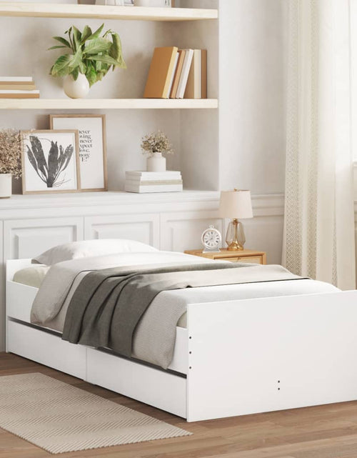 Încărcați imaginea în vizualizatorul Galerie, Cadru pat cu sertare, alb, 75x190 cm, mic single - Lando
