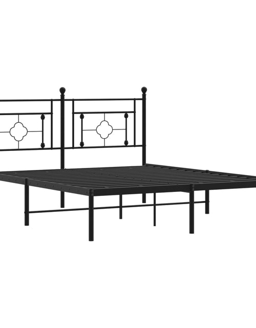 Загрузите изображение в средство просмотра галереи, Cadru de pat metalic cu tăblie, negru, 150x200 cm - Lando
