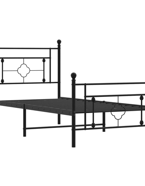 Загрузите изображение в средство просмотра галереи, Cadru pat metalic cu tăblii de cap/picioare, negru, 90x200 cm - Lando
