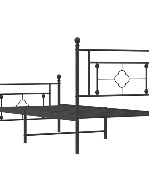 Загрузите изображение в средство просмотра галереи, Cadru pat metalic cu tăblii de cap/picioare, negru, 100x190 cm - Lando
