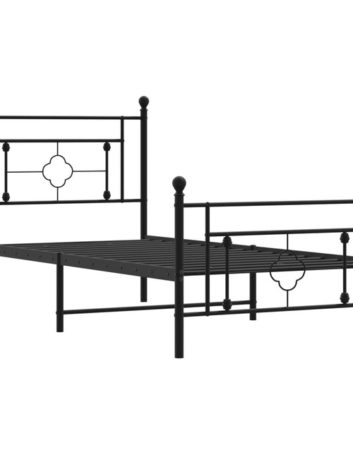 Încărcați imaginea în vizualizatorul Galerie, Cadru pat metalic cu tăblii de cap/picioare, negru, 100x200 cm - Lando
