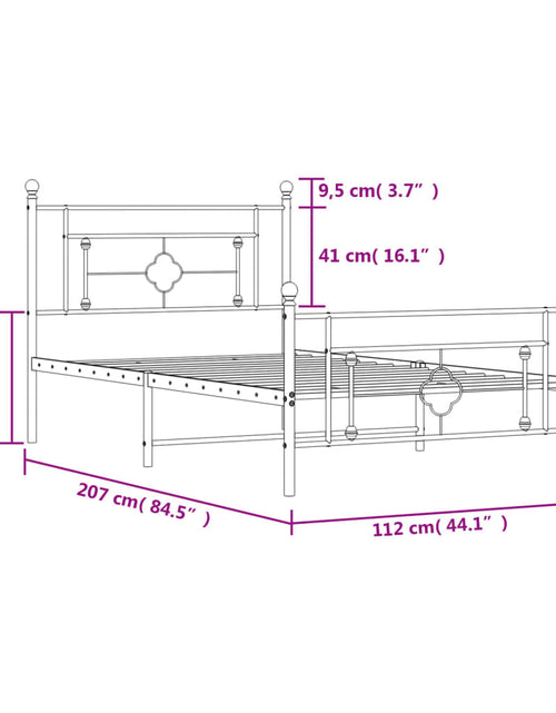 Загрузите изображение в средство просмотра галереи, Cadru pat metalic cu tăblii de cap/picioare, negru, 107x203 cm - Lando
