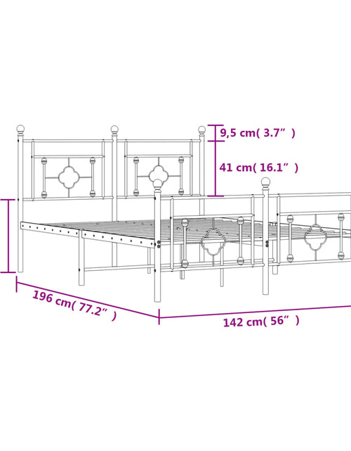 Încărcați imaginea în vizualizatorul Galerie, Cadru pat metalic cu tăblie de cap/picioare, negru, 135x190 cm - Lando
