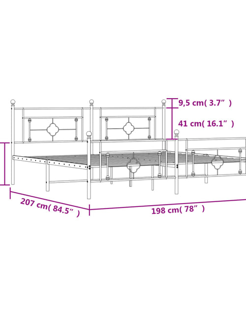 Загрузите изображение в средство просмотра галереи, Cadru pat metalic cu tăblii de cap/picioare, negru, 193x203 cm - Lando
