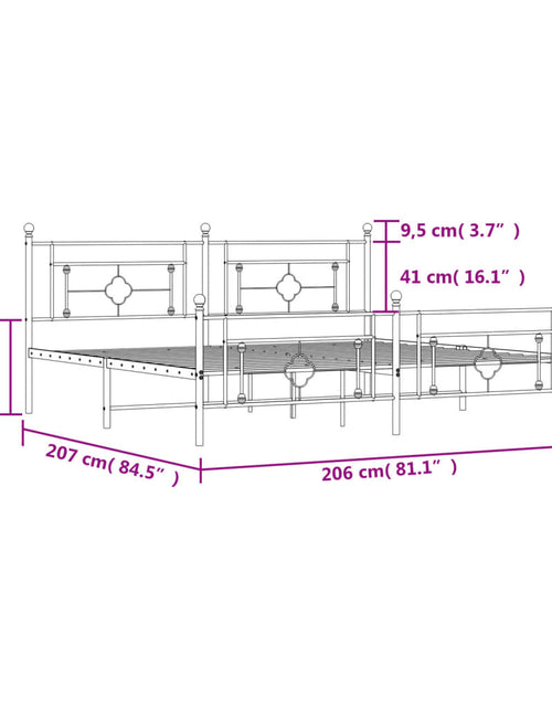 Încărcați imaginea în vizualizatorul Galerie, Cadru pat metalic cu tăblii de cap/picioare, negru, 200x200 cm - Lando
