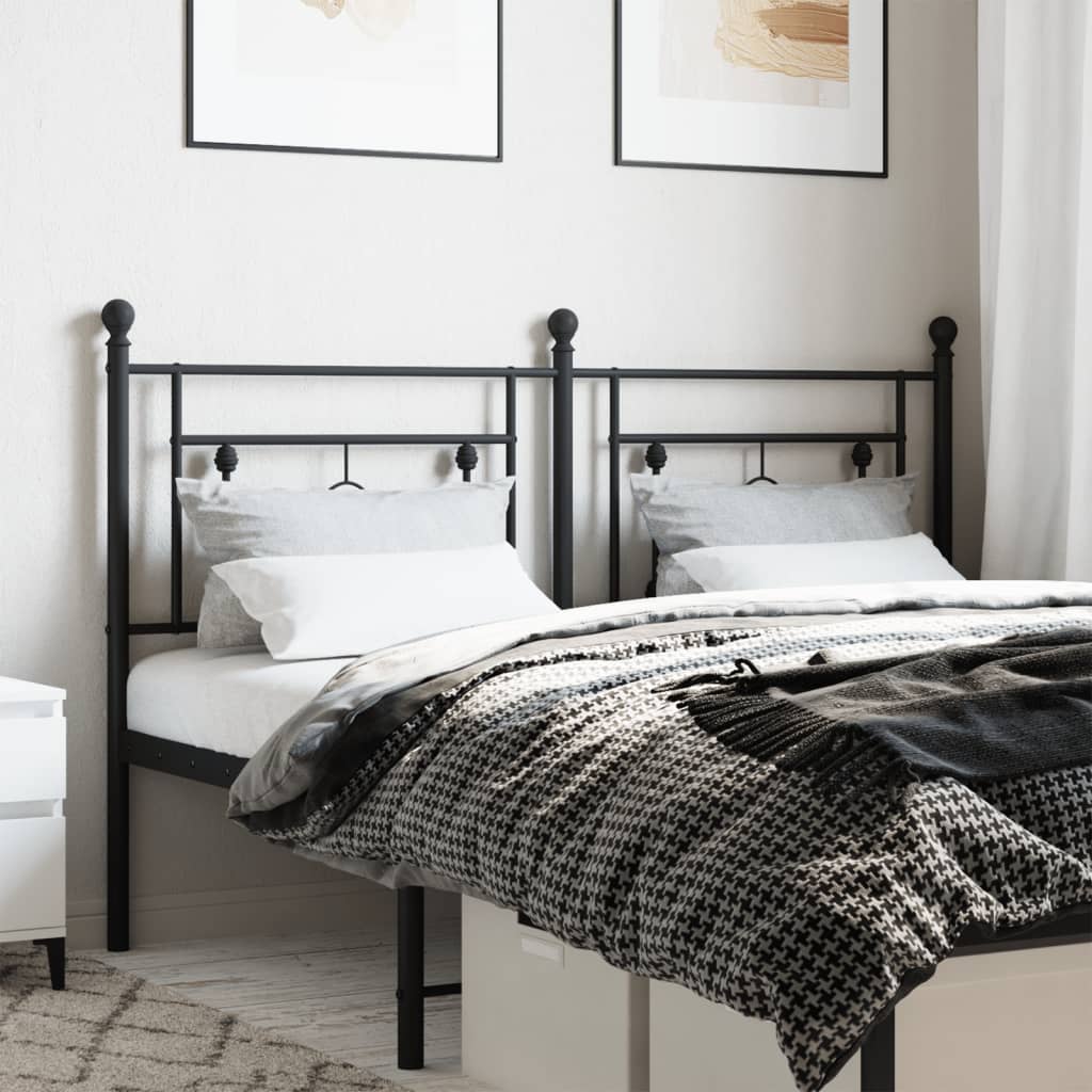 Tăblie de pat metalică, negru, 150 cm - Lando