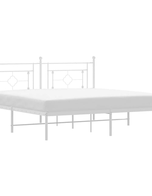 Încărcați imaginea în vizualizatorul Galerie, Cadru de pat metalic cu tăblie, alb, 183x213 cm - Lando
