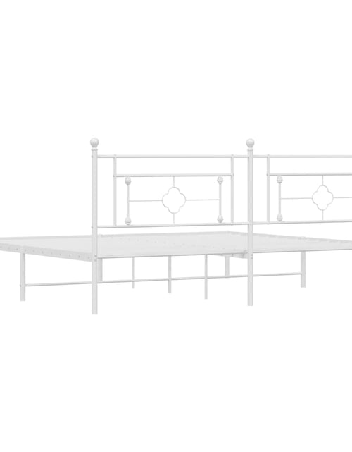 Загрузите изображение в средство просмотра галереи, Cadru de pat metalic cu tăblie, alb, 193x203 cm - Lando
