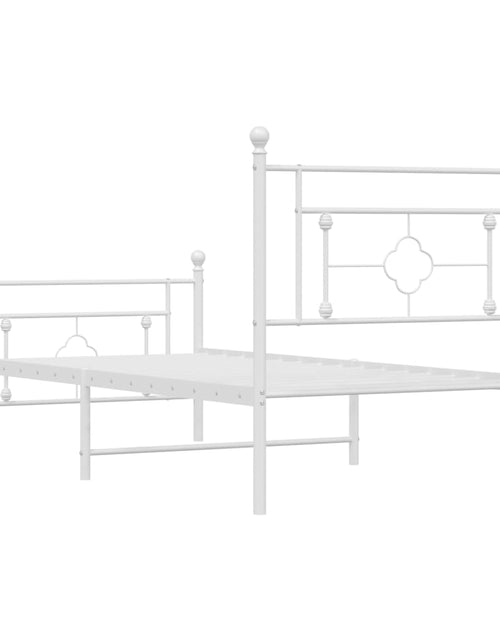 Загрузите изображение в средство просмотра галереи, Cadru de pat metalic cu tăblie de cap/picioare, alb, 90x200 cm - Lando
