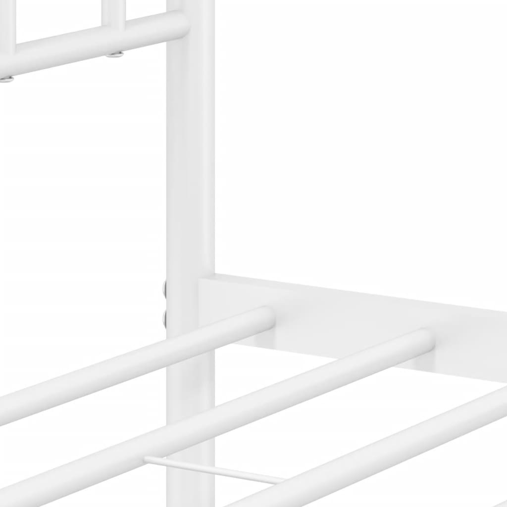 Cadru de pat metalic cu tăblie de cap/picioare, alb, 100x200 cm - Lando